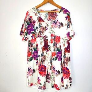 Andree by Unit Womens Mini Tunic Dress Size M Floral Drop Waist Lined